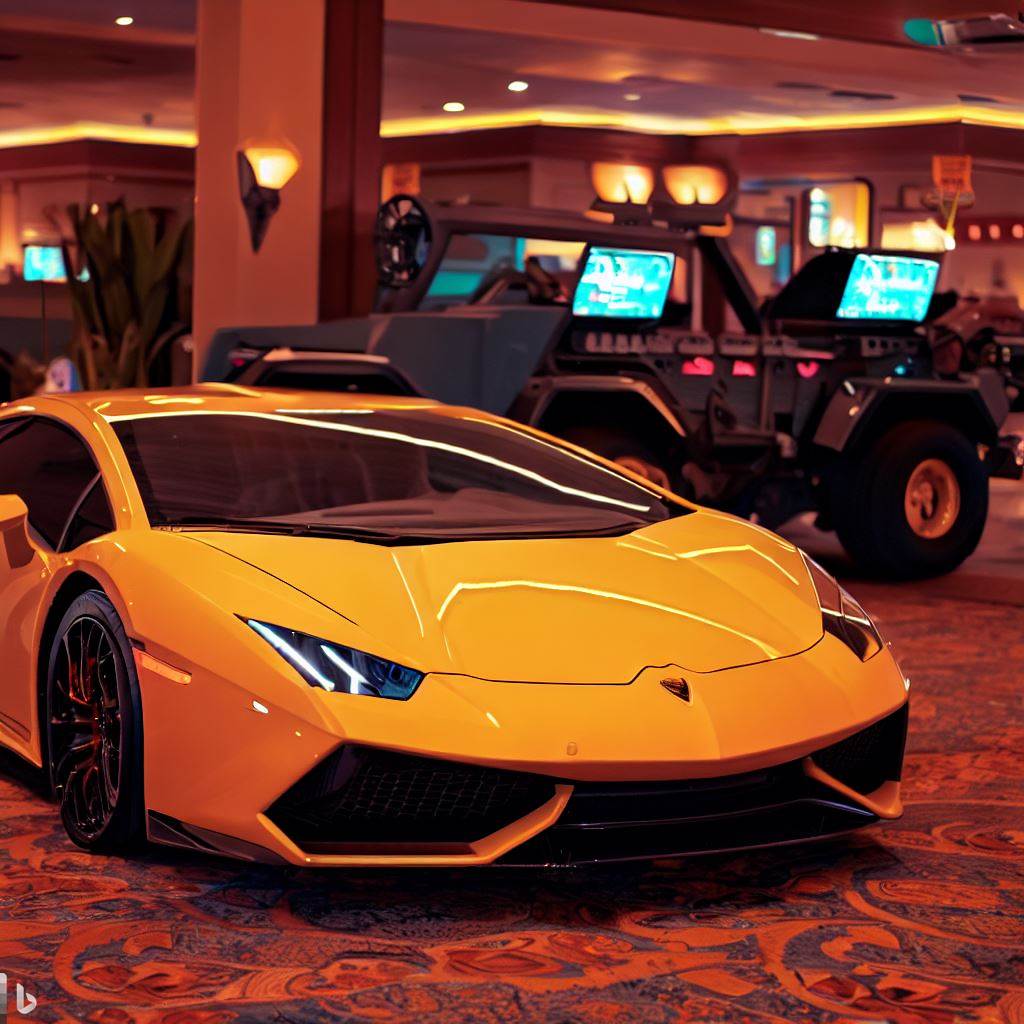 Yellow Lamborghini Huracan in Casino